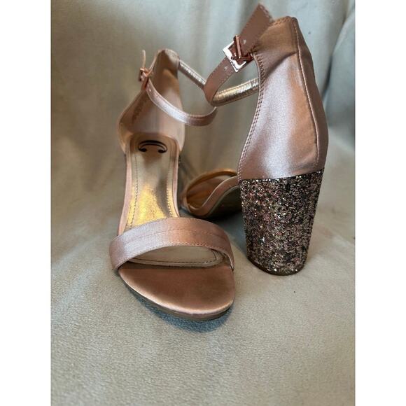 Charming Charlie’s Rose Gold Glitter Block Heels. Size 7 M - Picture 2 of 5